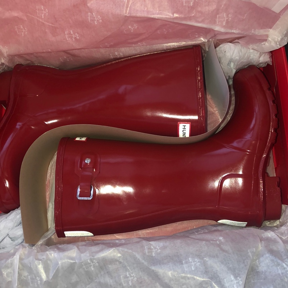 Military Red Glossy original Hunter Rain boots